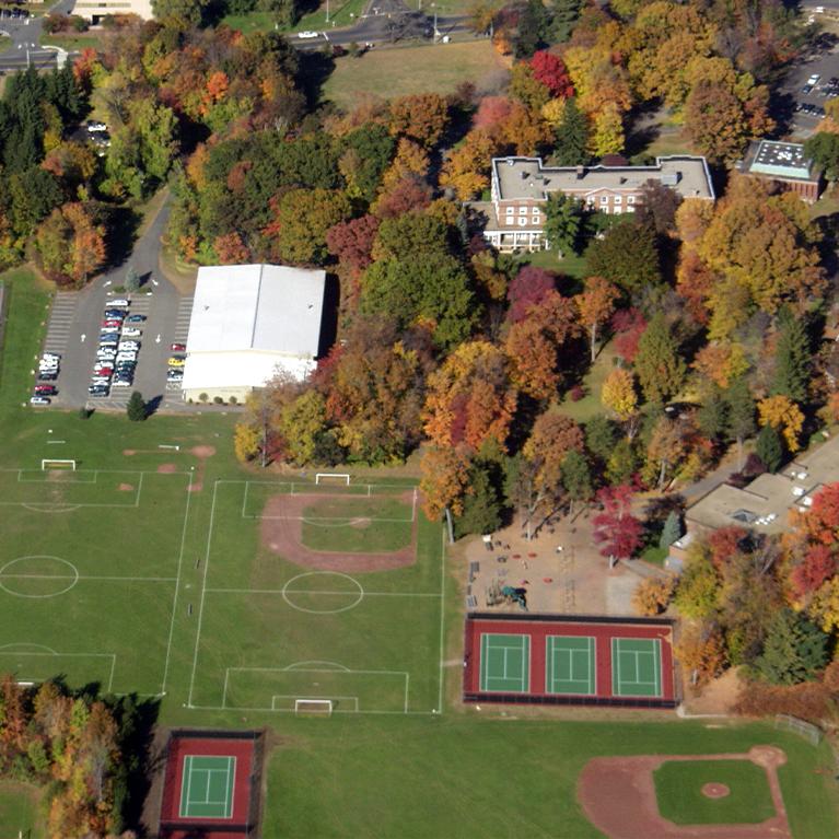 An aerial view of the Chase Collegiate baseball fields.